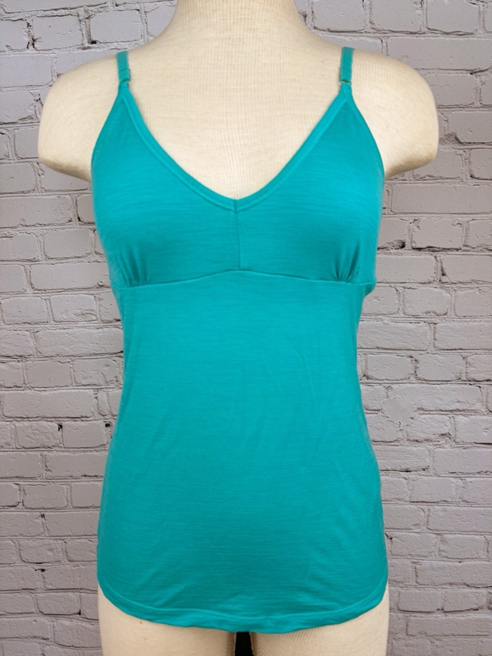 Icebreaker V-Neck Wool Blend Cami Tank Top Teal Blue-Green Sz S